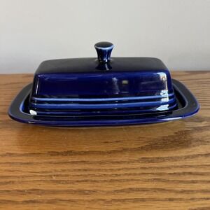 Vintage Fiestaware Cobalt Blue Covered Butter Dish HLC Homer Laughlin READ